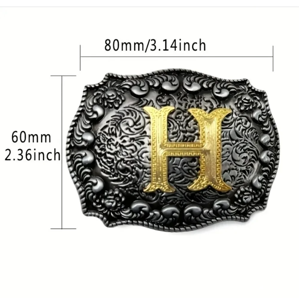 New western cowboy letter H initials belt buckle